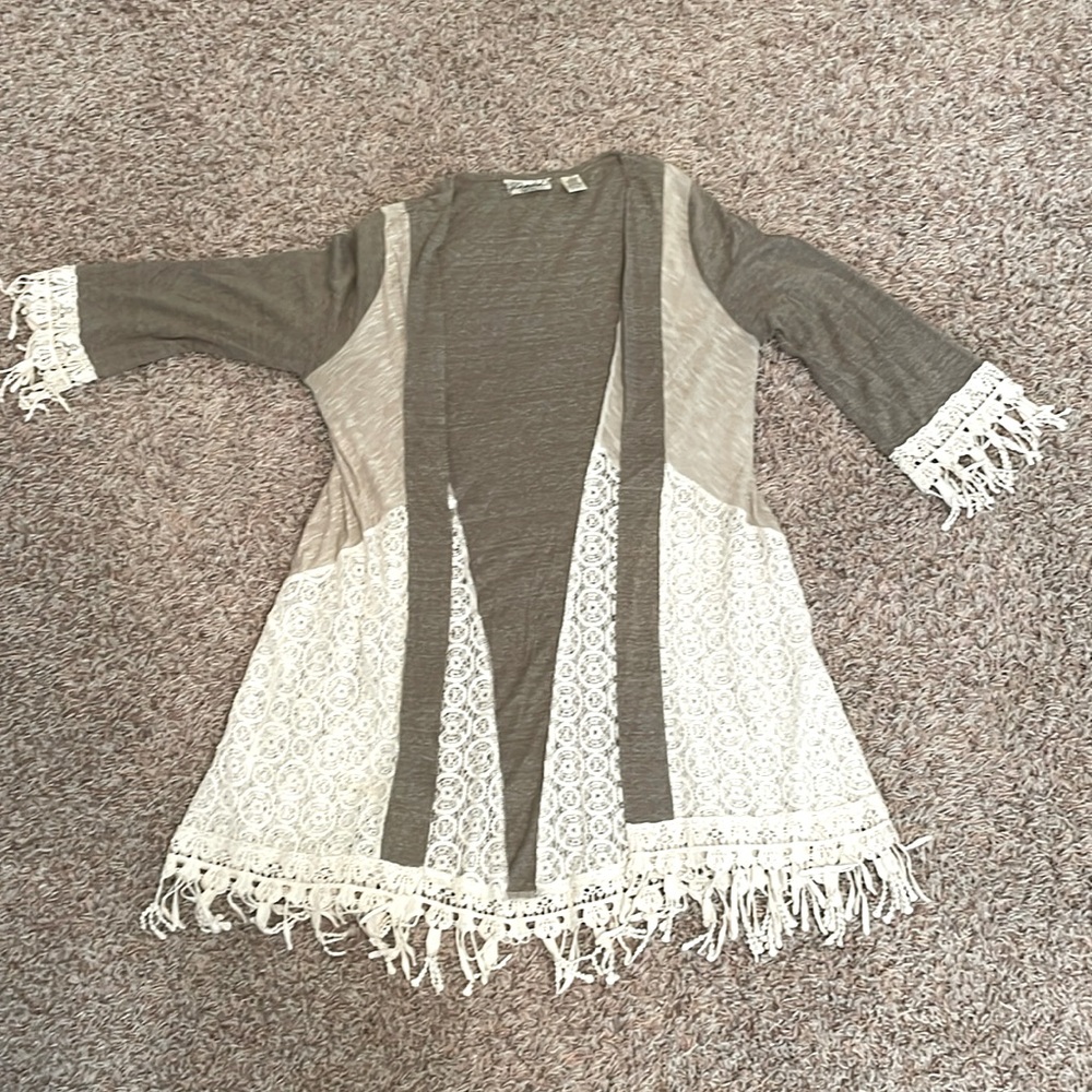 Gimmick boho cardigan  olive green and cream